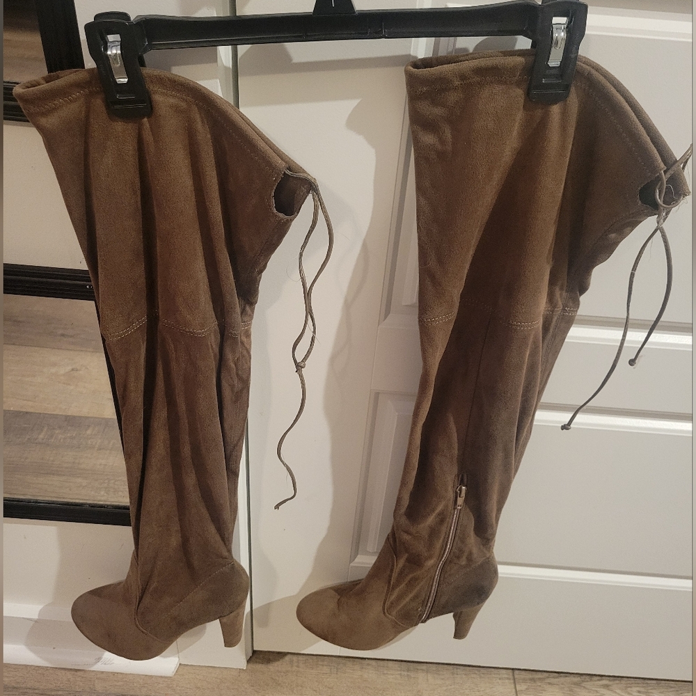 Brown Suede Over-the-Knee Boots